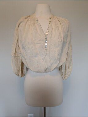 Express XS Blouse With Metallic Stripes & Button Details Boho Fairy